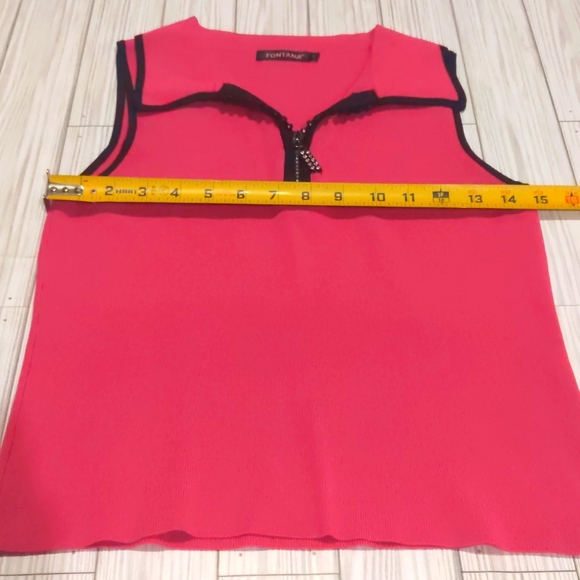Fontana Small Retro 3/4 Rhinestone Zipper Pink Tank Top - Picture 6 of 6